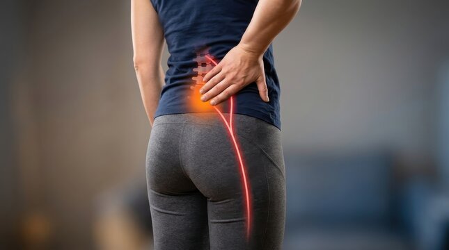 Patient receiving an evaluation for sciatica and lower back pain at Urgent Chiropractic of Steele Creek