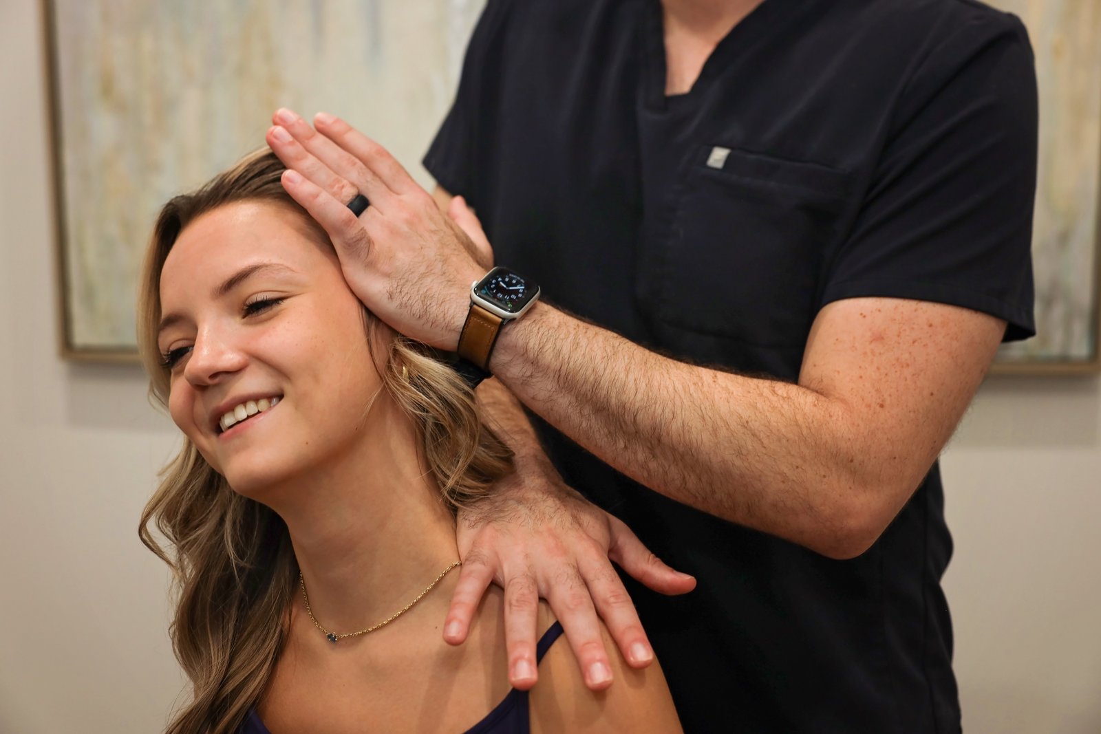 Our chiropractor at Urgent Chiropractic of Steele Creek during a chiropractic care session with a patient in Steele Creek, Charlotte, NC.